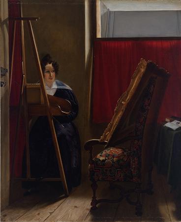 Portrait of the Artist, Seated at Her Easel, Amile-Ursule Guillebaud