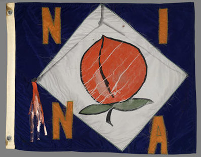Flag for Nina from the installation Flagship, 1975. Ree Morton