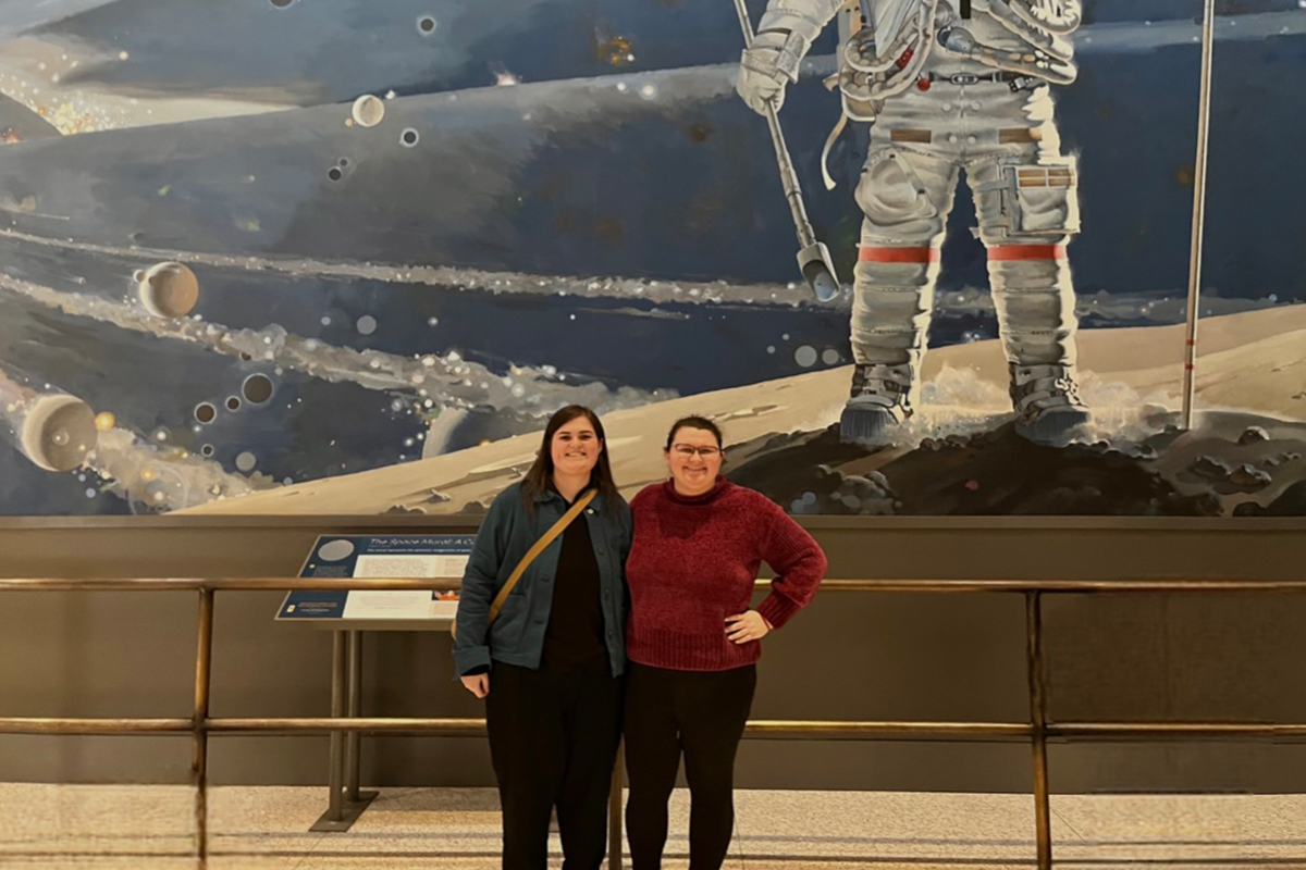 "Julia Giguere (left) and best friend Tess Herdman (right) at the Smithsonian's National Air and Space Museum"