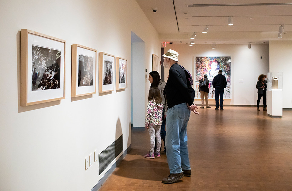 Visitors in the Plastic Entanglements exhibition