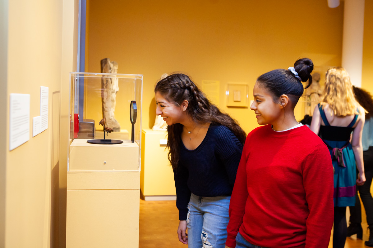 Students visiting the ancient gallery at SCMA