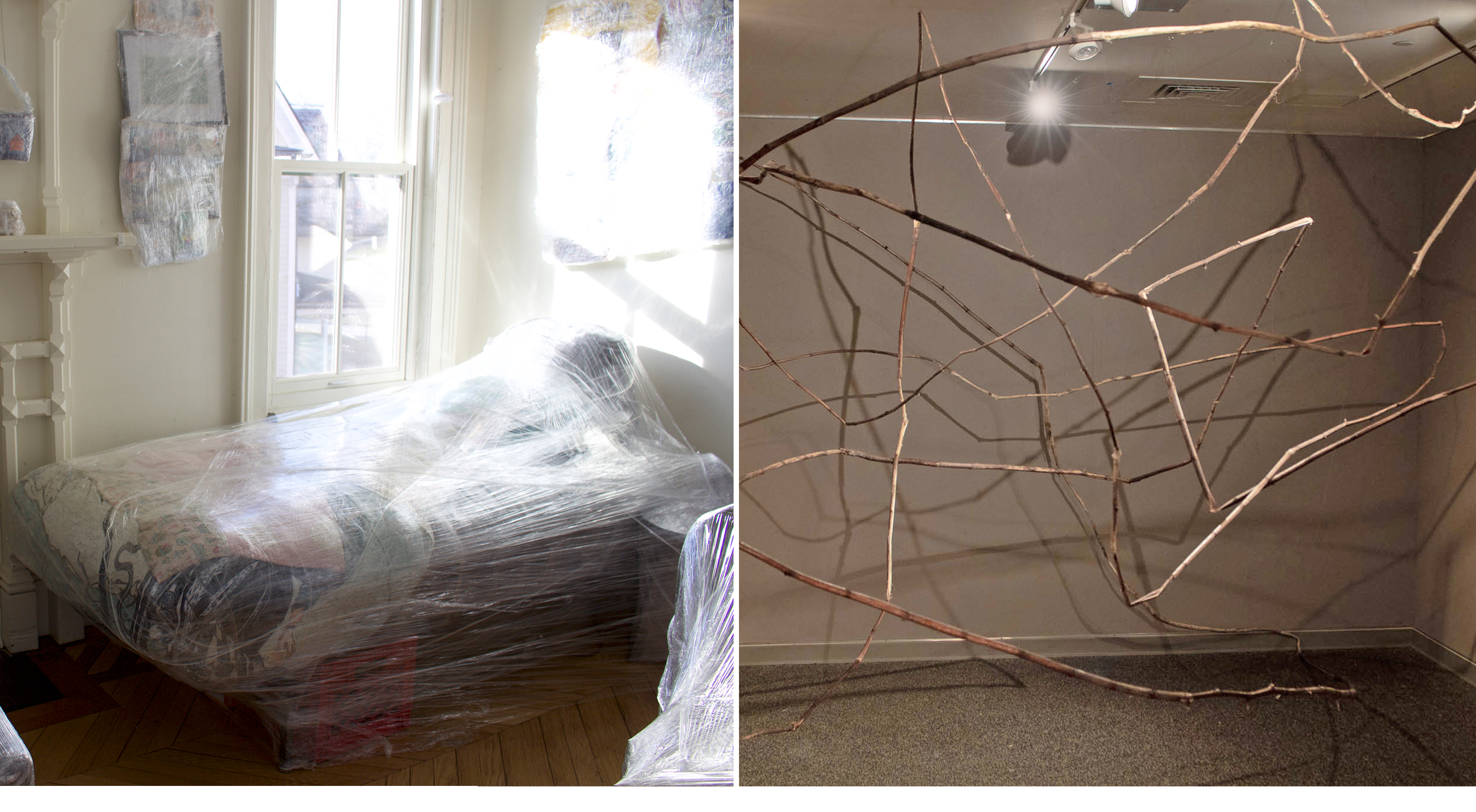 Two installations shared the 2019 Tryon Prize for Art: Wrappings by Haley Peterson ’19 and Boat by Lucy Liu ‘21