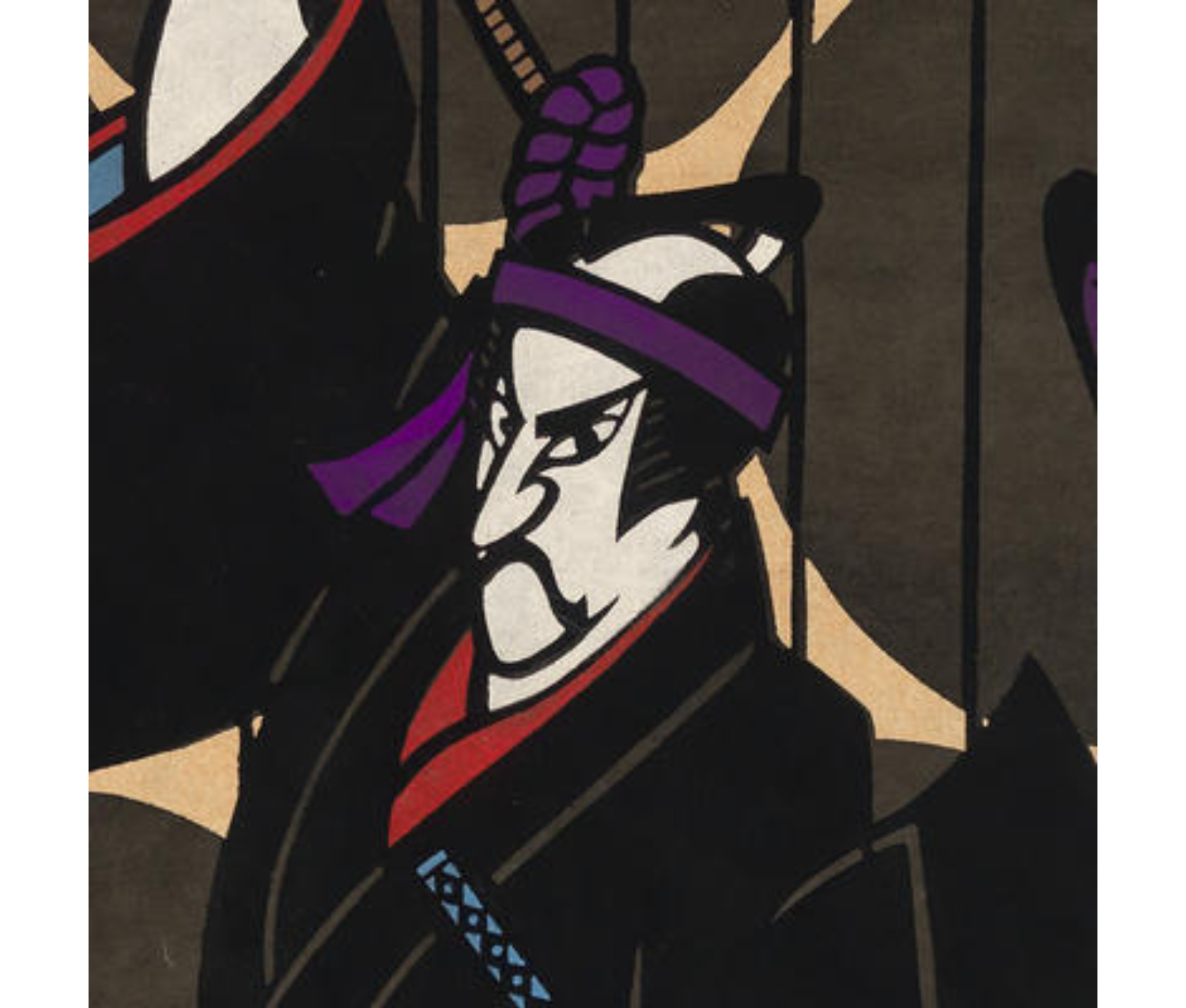 Detail of 'Taru': image of warrior's angry face.