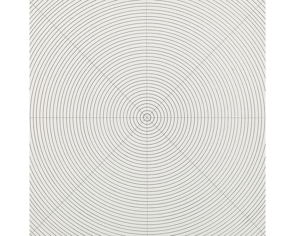concentric circles and lines dividing sheet into eight wedges