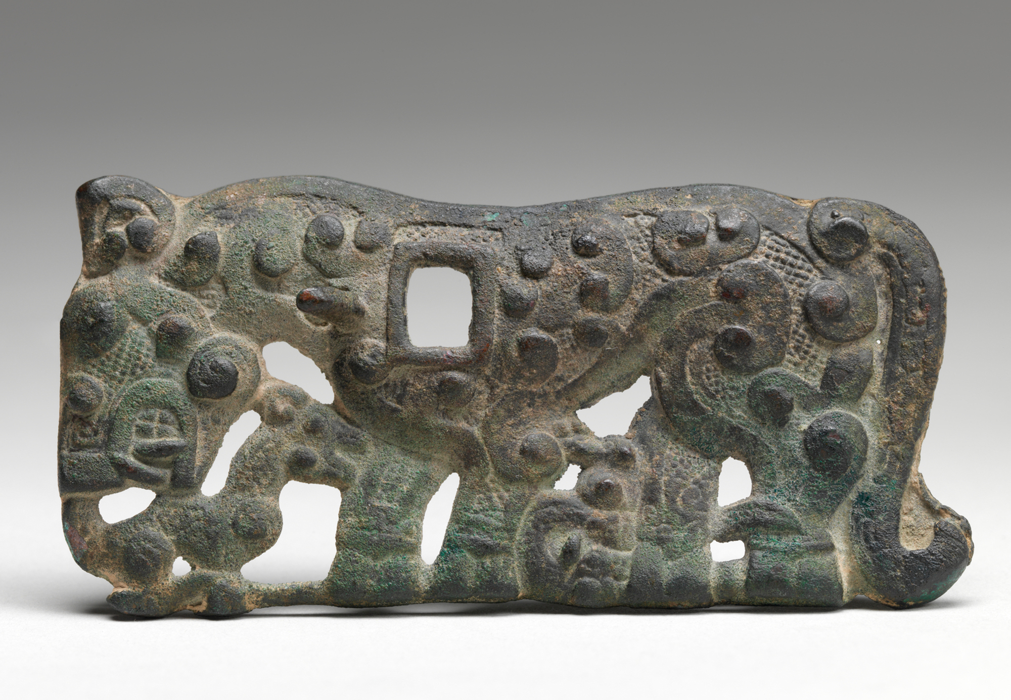 15th century bronze animal belt plaque