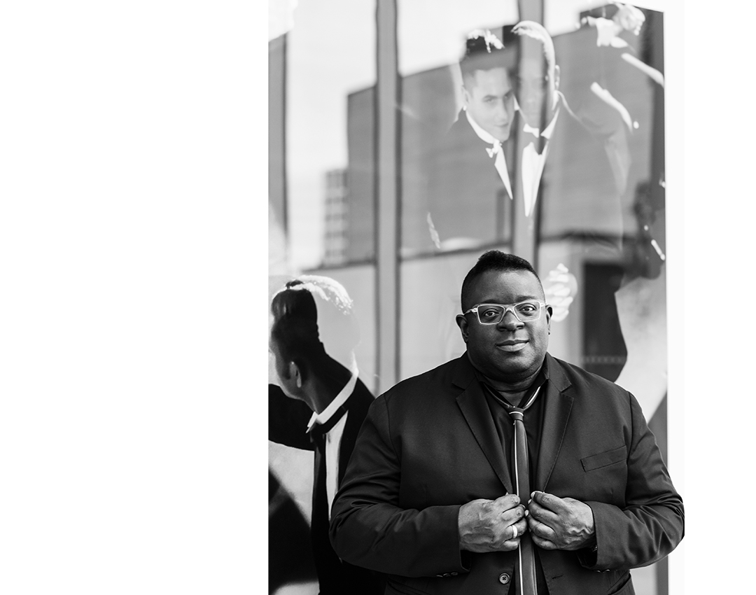 Black and white photo of Artist Isaac Julien