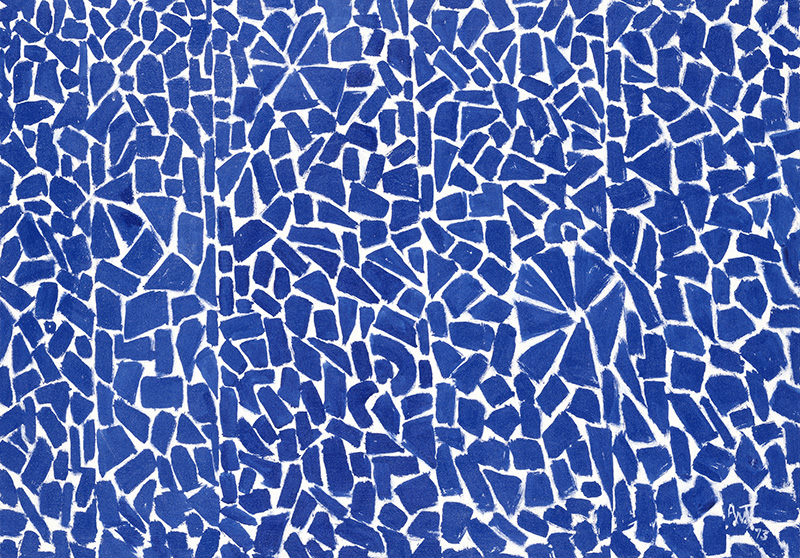Abstract painitng in blue white 