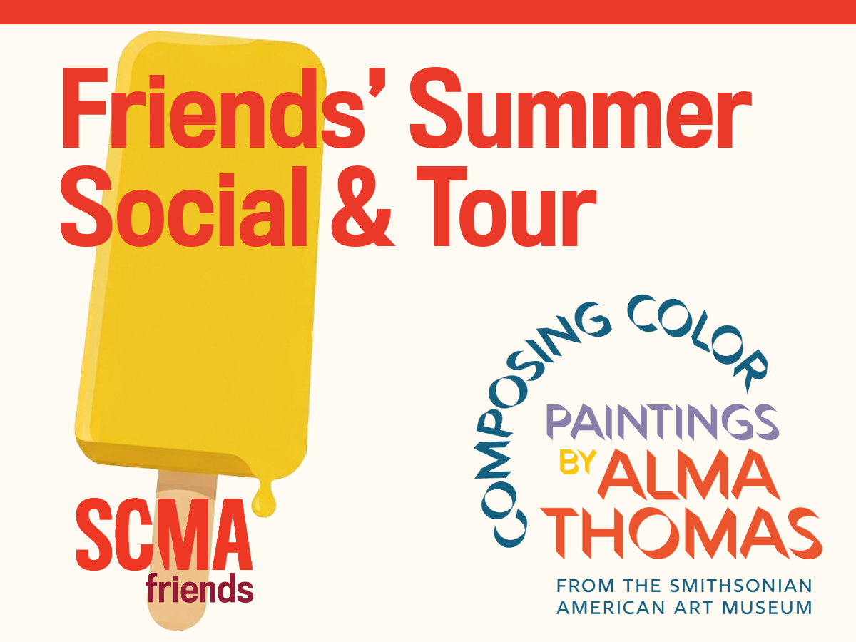 Graphic text that reads: Friends Summer Social and Tour with Composing Colors logo and SCMA Friends logo