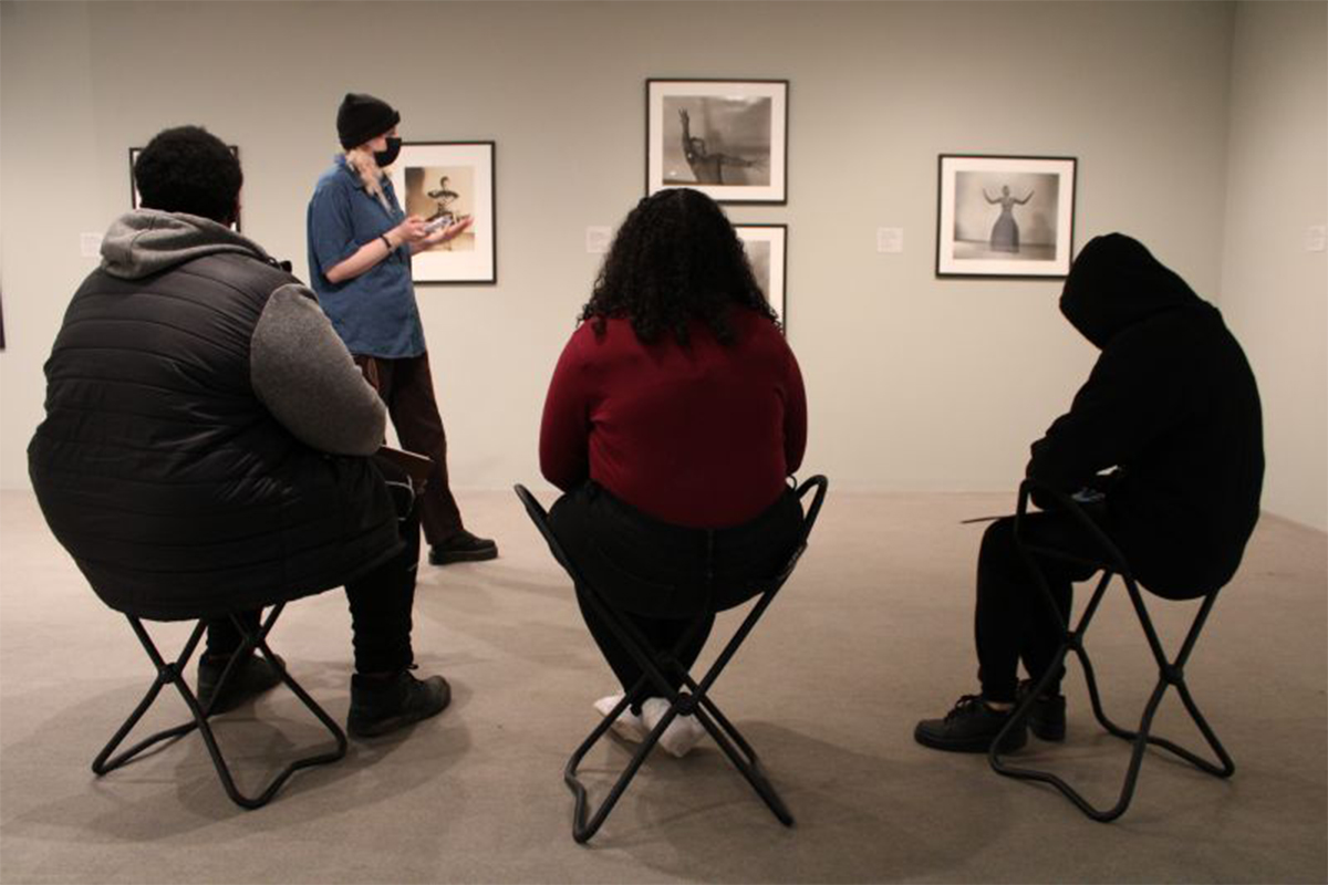 "Chaia Leibowitz teaching about Pearl Primus at the University Museum of Contemporary Art at UMass Amherst"