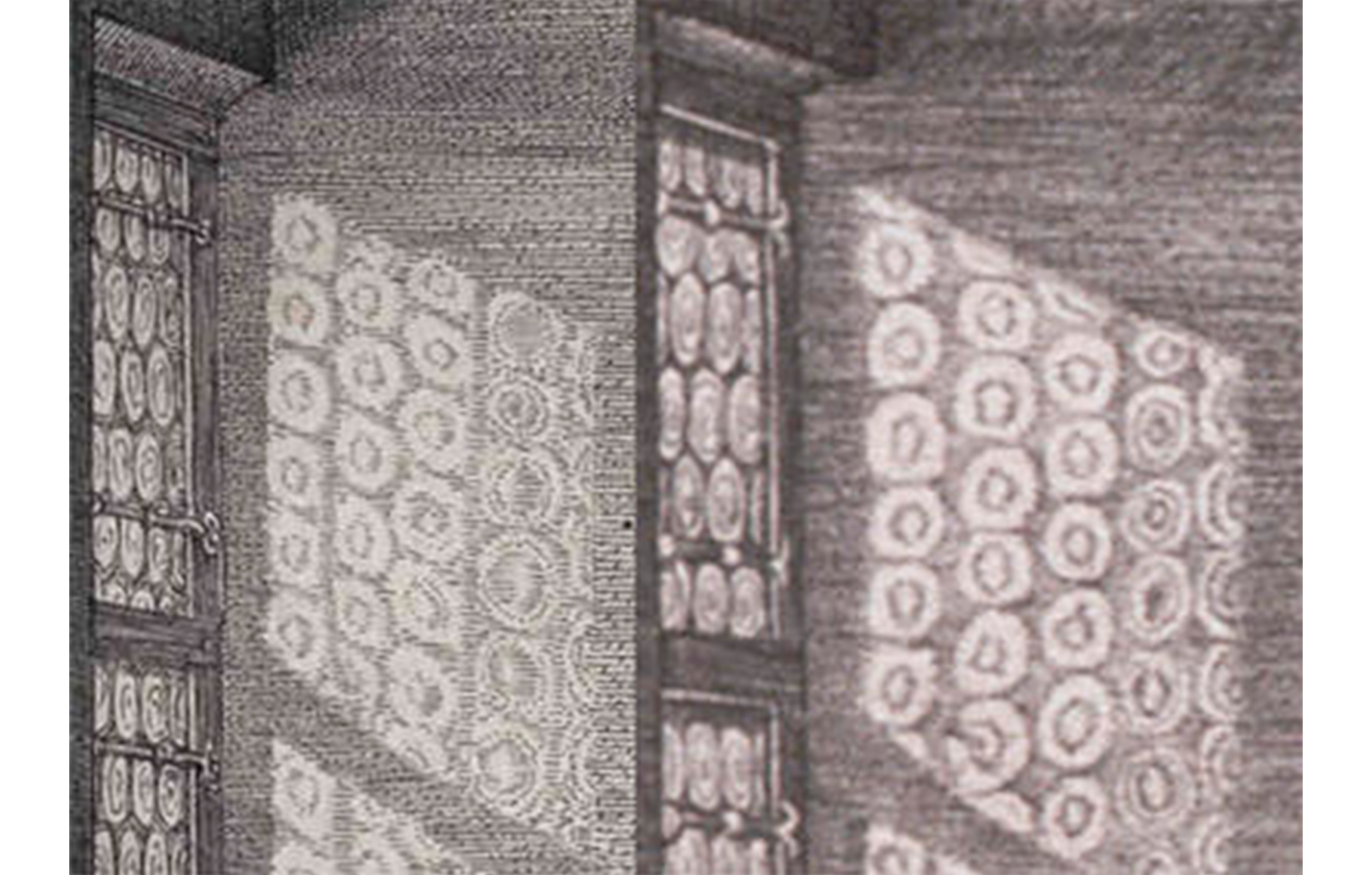 two prints, side by side. both of them depict a glass window on the left, casting a patterned shadow on the wall