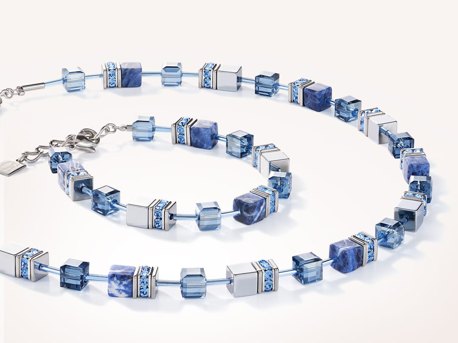 Blue beaded bracelet and necklace