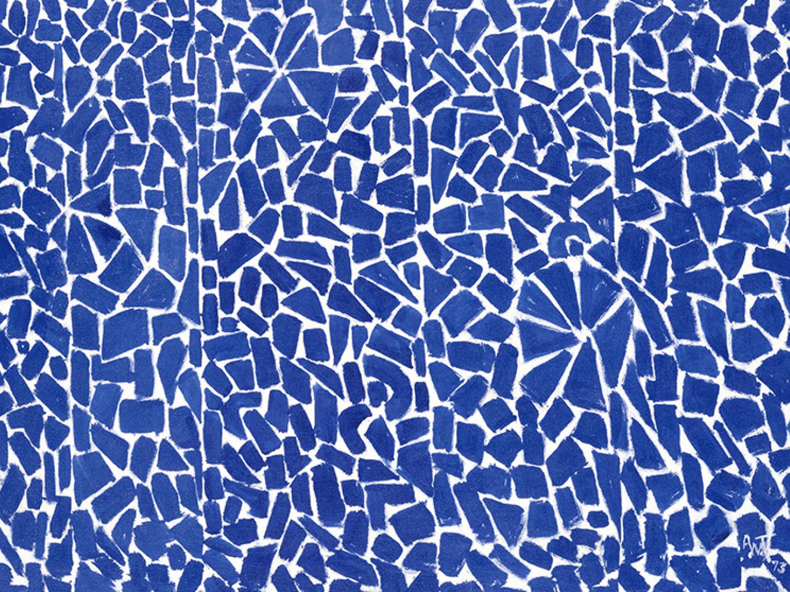 Abstract painitng in blue white 