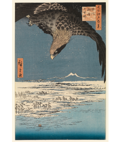 Utagwa Hiroshige, Japanese (1797-1858). Fukagawa Susaki Jumantsubo from One Hundred Famous Views of Edo, 1857, woodcut printed in color on paper, Gift of Mr. and Mrs. James Barker (Margaret Clark Rankin, class of 1908) "The Margaret Rankin Barker - Isaac Ogden Rankin Collection of Oriental Art", SC 1968.467