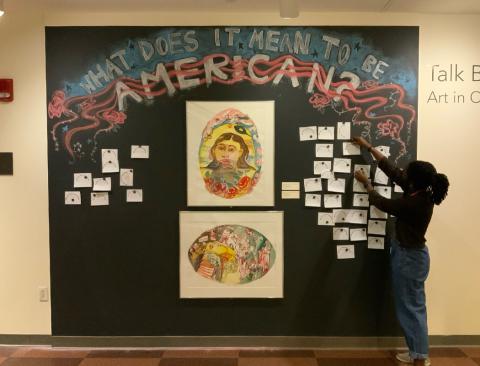 The artwork, question, and community responses are displayed in the Talk Back Space.
