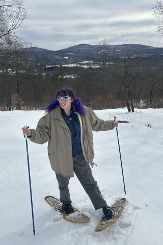 Chaia Leibowitz snowshoeing and exploring the haunted sites of Preston-Potter Hollow, NY